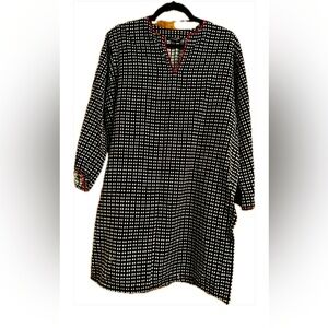 Beechtree Black White Patterned Midi Dress Size 10 Modest Chic Everyday